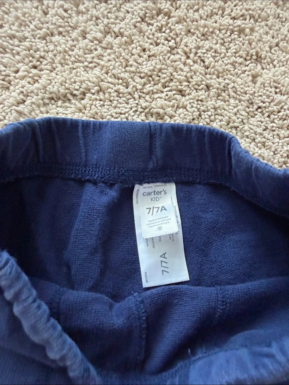 Carter's boys Navy Knit Pull-On Shorts with White Drawstring size 7